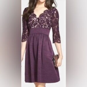 Eliza J Fit and Flare cocktail dress in Eggplant. NWOT. Size 14